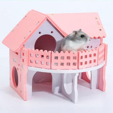 Load image into Gallery viewer, Cute Small Animal Cages Rabbit Hamster House Single-Double layer Skateboard Spinning Wheel Hamster Gerbil Mouse Pet Cage House