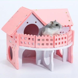 Cute Small Animal Cages Rabbit Hamster House Single-Double layer Skateboard Spinning Wheel Hamster Gerbil Mouse Pet Cage House