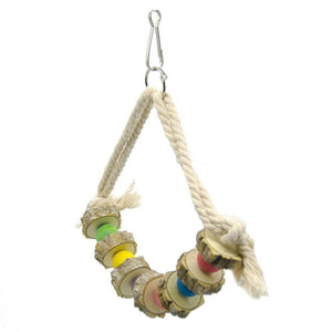 Cockatiel Parrot Toys Wooden Steel Hanging Bell Cage Toys for Parrots Bird Squirrel Funny Chain Swing Toy Pet Bird Supplies