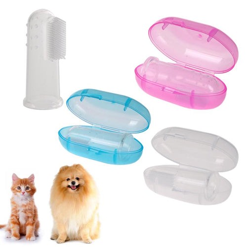 Pet Finger Toothbrush Soft Silicone Dog Tooth Cleaner Cat Puppy Teeth Cleaning Dental Care Dogs Pet Supplies With Storage Box