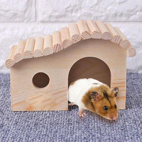 VKTECH Hamster Hedgehog Sleeping Beds Portable Wooden Anti-mite Small Animal Cozy House Dodge Assembling Cottage Pet Supplies