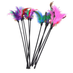 60CM Cat Toy Funny Cat Stick With Small Bell Feathers Playing Rod Toys Pet Product Random Color LFD