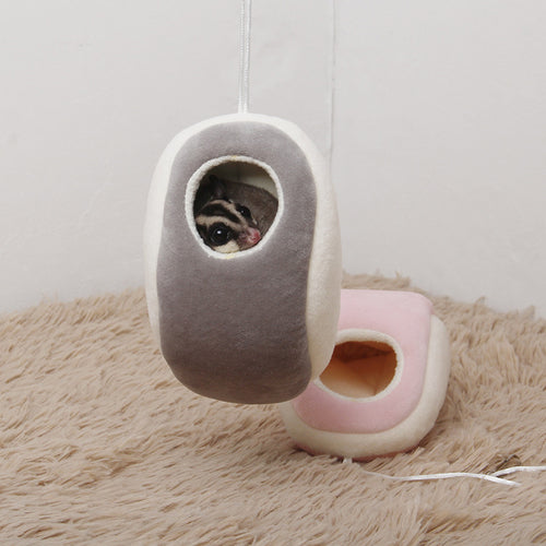 Warm Cotton Computer Mouse Shape Small Animal Pet Sugar Glider Hanging Cage Hamster Cage Bed Mini Pets House Hedgehog Nest Toy