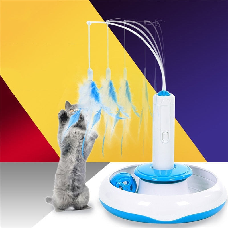 Imixlot Pet Toys Rotary Feather Interactive Play without Dish Cat Funny Feather Toys Pet Supplies (Only Feather)