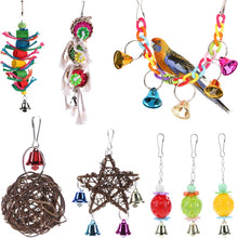 Load image into Gallery viewer, Cockatiel Parrot Toys Wooden Steel Hanging Bell Cage Toys for Parrots Bird Squirrel Funny Chain Swing Toy Pet Bird Supplies