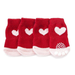 4 pcs/set Winter Warm Dog Socks Cotton Anti-slip Pet Cute Indoor for Small Dogs Cats Chihuahua Yorkie Thick Snow Boots Socks