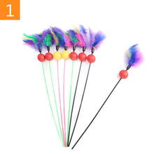 Load image into Gallery viewer, 1PC Teaser Feather Toys Kitten Funny Colorful Rod Cat Wand Toys Plastic Pet Cat Toys Interactive Stick Pet Cat Supplies DropShip