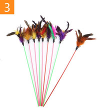 Load image into Gallery viewer, 1PC Teaser Feather Toys Kitten Funny Colorful Rod Cat Wand Toys Plastic Pet Cat Toys Interactive Stick Pet Cat Supplies DropShip