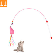 Load image into Gallery viewer, 1PC Teaser Feather Toys Kitten Funny Colorful Rod Cat Wand Toys Plastic Pet Cat Toys Interactive Stick Pet Cat Supplies DropShip