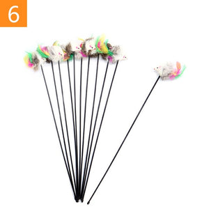 1PC Teaser Feather Toys Kitten Funny Colorful Rod Cat Wand Toys Plastic Pet Cat Toys Interactive Stick Pet Cat Supplies DropShip